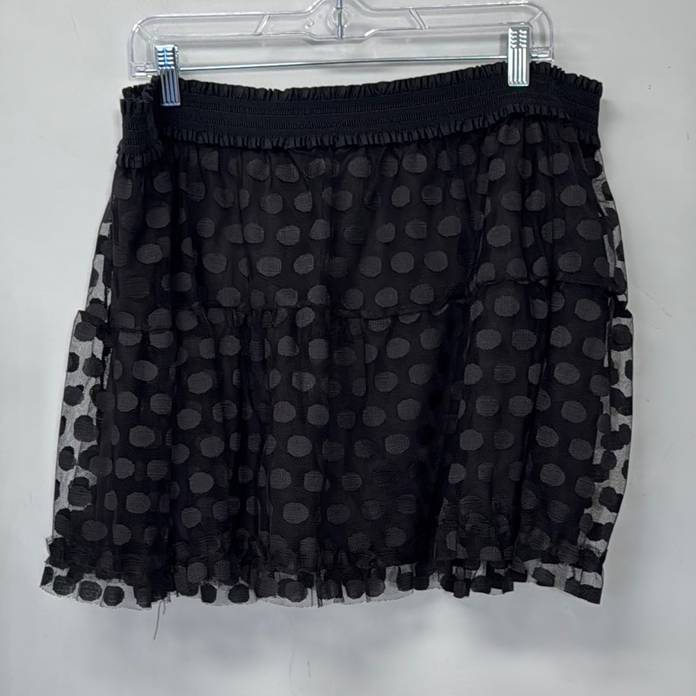 Topia Black Ruffled Skirt Mesh Tulle Polka Dot Tiered Skirt Plus Size 2XL Goth